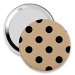 Polka Dots - Black on Tan Brown 3  Handbag Mirror