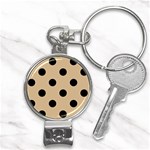 Polka Dots - Black on Tan Brown Nail Clippers Key Chain