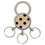 Polka Dots - Black on Tan Brown 3-Ring Key Chain