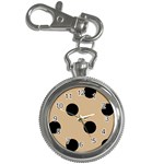 Polka Dots - Black on Tan Brown Key Chain Watch