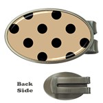 Polka Dots - Black on Tan Brown Money Clip (Oval)