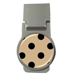 Polka Dots - Black on Tan Brown Money Clip (Round)