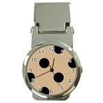 Polka Dots - Black on Tan Brown Money Clip Watch