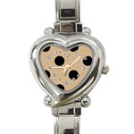 Polka Dots - Black on Tan Brown Heart Italian Charm Watch