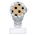 Polka Dots - Black on Tan Brown Nurses Watch