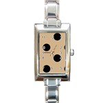 Polka Dots - Black on Tan Brown Rectangle Italian Charm Watch