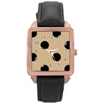 Polka Dots - Black on Tan Brown Rose Gold Leather Watch