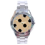 Polka Dots - Black on Tan Brown Stainless Steel Analogue Watch