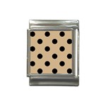 Polka Dots - Black on Tan Brown Italian Charm (13mm)
