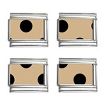 Polka Dots - Black on Tan Brown 9mm Italian Charm (4 pack)