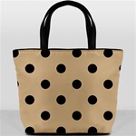 Polka Dots - Black on Tan Brown Bucket Bag