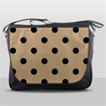 Polka Dots - Black on Tan Brown Messenger Bag