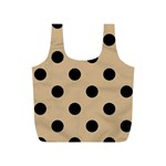 Polka Dots - Black on Tan Brown Full Print Recycle Bag (S)