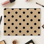 Polka Dots - Black on Tan Brown Cosmetic Bag (XL)