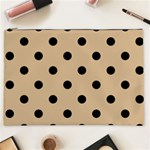 Polka Dots - Black on Tan Brown Cosmetic Bag (XXL)