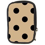 Polka Dots - Black on Tan Brown Compact Camera Leather Case