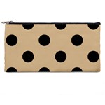 Polka Dots - Black on Tan Brown Pencil Case