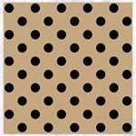 Polka Dots - Black on Tan Brown Canvas 16  x 16 