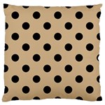 Polka Dots - Black on Tan Brown Large Cushion Case (Two Sides)