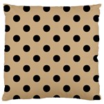 Polka Dots - Black on Tan Brown Standard Flano Cushion Case (Two Sides)