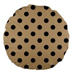 Polka Dots - Black on Tan Brown Large 18  Premium Flano Round Cushion