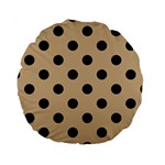 Polka Dots - Black on Tan Brown Standard 15  Premium Round Cushion
