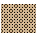 Polka Dots - Black on Tan Brown Double Sided Flano Blanket (Small)
