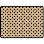 Polka Dots - Black on Tan Brown Fleece Blanket (Large) (One Side)