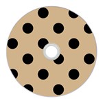 Polka Dots - Black on Tan Brown CD Wall Clock