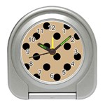 Polka Dots - Black on Tan Brown Desk Alarm Clock