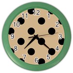 Polka Dots - Black on Tan Brown Color Wall Clock