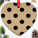 Polka Dots - Black on Tan Brown Ornament (Heart)