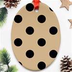 Polka Dots - Black on Tan Brown Oval Ornament (Two Sides)