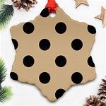 Polka Dots - Black on Tan Brown Snowflake Ornament (Two Sides)