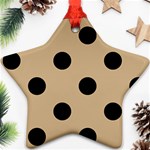 Polka Dots - Black on Tan Brown Star Ornament (Two Sides)