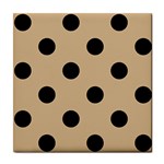 Polka Dots - Black on Tan Brown Tile Coaster