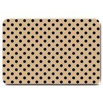 Polka Dots - Black on Tan Brown Large Doormat