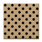 Polka Dots - Black on Tan Brown Face Towel