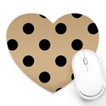 Polka Dots - Black on Tan Brown Heart Mousepad