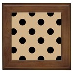 Polka Dots - Black on Tan Brown Framed Tile
