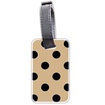 Polka Dots - Black on Tan Brown Luggage Tag (Two Sides)