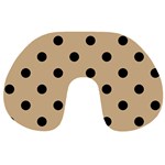Polka Dots - Black on Tan Brown Travel Neck Pillow