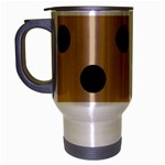 Polka Dots - Black on Tan Brown Travel Mug (Silver Gray)