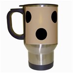 Polka Dots - Black on Tan Brown Travel Mug (Black)