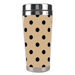 Polka Dots - Black on Tan Brown Stainless Steel Travel Tumbler