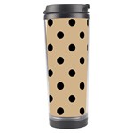 Polka Dots - Black on Tan Brown Travel Tumbler