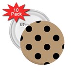 Polka Dots - Black on Tan Brown 2.25  Button (10 pack)