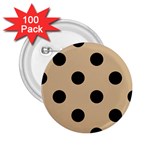 Polka Dots - Black on Tan Brown 2.25  Button (100 pack)