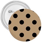 Polka Dots - Black on Tan Brown 3  Button