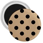 Polka Dots - Black on Tan Brown 3  Magnet